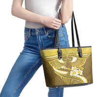 Gold Polynesia Leather Tote Bag Tribal Pattern Tropical Frangipani LT14 - Polynesian Pride