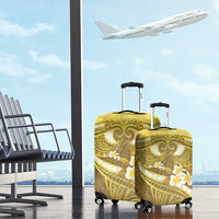Gold Polynesia Luggage Cover Tribal Pattern Tropical Frangipani