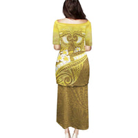 Gold Polynesia Puletasi Tribal Pattern Tropical Frangipani LT14 - Polynesian Pride