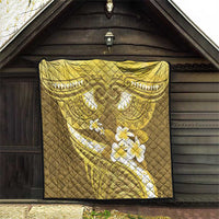 Gold Polynesia Quilt Tribal Pattern Tropical Frangipani