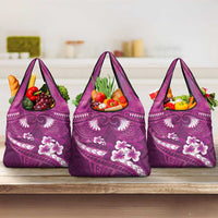 Pink Polynesia Grocery Bag Tribal Pattern Tropical Frangipani LT14 3-pack One Size Pink - Polynesian Pride