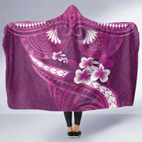 Pink Polynesia Hooded Blanket Tribal Pattern Tropical Frangipani LT14 One Size Pink - Polynesian Pride
