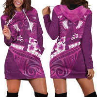 Pink Polynesia Hoodie Dress Tribal Pattern Tropical Frangipani LT14 - Polynesian Pride