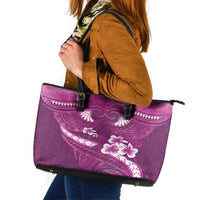 Pink Polynesia Leather Tote Bag Tribal Pattern Tropical Frangipani LT14 Pink - Polynesian Pride