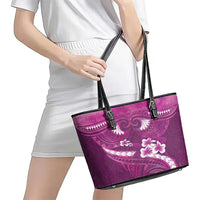 Pink Polynesia Leather Tote Bag Tribal Pattern Tropical Frangipani LT14 - Polynesian Pride