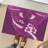 Pink Polynesia Rubber Doormat Tribal Pattern Tropical Frangipani LT14 - Polynesian Pride