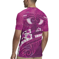 Pink Polynesia Rugby Jersey Tribal Pattern Tropical Frangipani