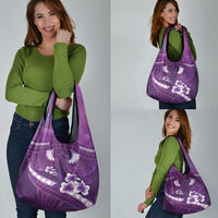 Purple Polynesia Grocery Bag Tribal Pattern Tropical Frangipani LT14 - Polynesian Pride
