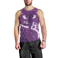 Purple Polynesia Men Tank Top Tribal Pattern Tropical Frangipani LT14 - Polynesian Pride