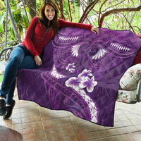 Purple Polynesia Quilt Tribal Pattern Tropical Frangipani