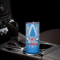 Samoa Rugby Skinny Tumbler Toa Samoa Polynesian Pacific Blue Version