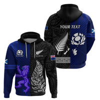 Personalised New Zealand and Scotland Rugby Hoodie All Black Maori With Thistle Together LT14 - Polynesian Pride