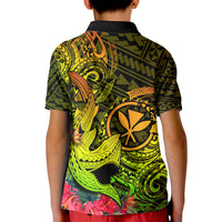 Hawaii Kid Polo Shirt Kanaka Map With Polynesian Shark Tattoo Reggae Unique LT14 - Polynesian Pride