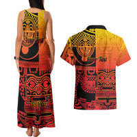 Personalised Ia Ora Na Marquesas Islands Couples Matching Tank Maxi Dress and Hawaiian Shirt Mata Tiki Marquesan Tattoo LT14 - Polynesian Pride
