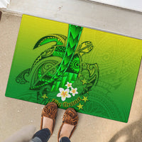 Kia Orana Cook Islands Rubber Doormat Kuki Airani Tattoo Pattern With Sea Turtle LT14 - Polynesian Pride