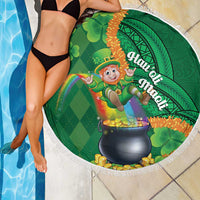 St Patrick's Day Hawaii Beach Blanket Hauoli Maoli Funny Shaka Leprechaun LT14 - Polynesian Pride