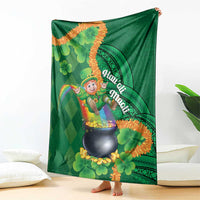 St Patrick's Day Hawaii Blanket Hauoli Maoli Funny Shaka Leprechaun LT14 - Polynesian Pride