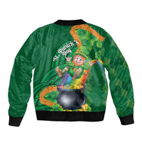 St Patrick's Day Hawaii Bomber Jacket Hauoli Maoli Funny Shaka Leprechaun LT14 - Polynesian Pride