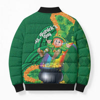 St Patrick's Day Hawaii Bomber Puffer Jacket Hauoli Maoli Funny Shaka Leprechaun LT14 - Polynesian Pride