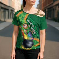 St Patrick's Day Hawaii Cross Shoulder Shirt Hauoli Maoli Funny Shaka Leprechaun LT14 - Polynesian Pride