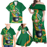 St Patrick's Day Hawaii Family Matching Off Shoulder Maxi Dress and Hawaiian Shirt Hauoli Maoli Funny Shaka Leprechaun