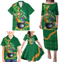 St Patrick's Day Hawaii Family Matching Puletasi and Hawaiian Shirt Hauoli Maoli Funny Shaka Leprechaun