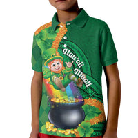 St Patrick's Day Hawaii Kid Polo Shirt Hauoli Maoli Funny Shaka Leprechaun LT14 Kid Green - Polynesian Pride