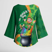 St Patrick's Day Hawaii Kimono Sleeve Blouse Hauoli Maoli Funny Shaka Leprechaun LT14 - Polynesian Pride