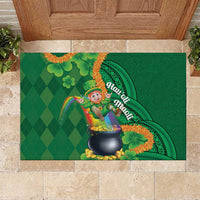 St Patrick's Day Hawaii Rubber Doormat Hauoli Maoli Funny Shaka Leprechaun LT14 Green - Polynesian Pride