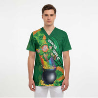 St Patrick's Day Hawaii Scrub Top Hauoli Maoli Funny Shaka Leprechaun LT14 - Polynesian Pride