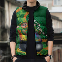 St Patrick's Day Hawaii Sleeveless Puffer Jacket Hauoli Maoli Funny Shaka Leprechaun LT14 - Polynesian Pride