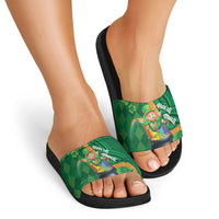 St Patrick's Day Hawaii Slide Sandals Hauoli Maoli Funny Shaka Leprechaun LT14 - Polynesian Pride