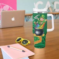 St Patrick's Day Hawaii Tumbler With Handle Hauoli Maoli Funny Shaka Leprechaun LT14 - Polynesian Pride