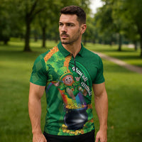 St Patrick's Day Hawaii Zipper Polo Shirt Hauoli Maoli Funny Shaka Leprechaun LT14 - Polynesian Pride