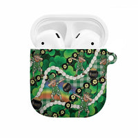 St Patrick's Day Palaka Hawaii AirPods Case Kukui Nut Pikake Lei Shamrock Dabbing Leprechaun LT14 Green - Polynesian Pride