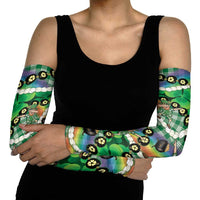 St Patrick's Day Palaka Hawaii Arm Sleeves Kukui Nut Pikake Lei Shamrock Dabbing Leprechaun LT14 - Polynesian Pride