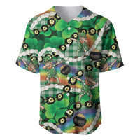 St Patrick's Day Palaka Hawaii Baseball Jersey Kukui Nut Pikake Lei Shamrock Dabbing Leprechaun LT14 Green - Polynesian Pride