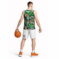 St Patrick's Day Palaka Hawaii Basketball Jersey Kukui Nut Pikake Lei Shamrock Dabbing Leprechaun LT14 - Polynesian Pride