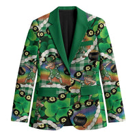 St Patrick's Day Palaka Hawaii Blazer Kukui Nut Pikake Lei Shamrock Dabbing Leprechaun LT14 Unisex Green - Polynesian Pride
