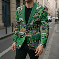 St Patrick's Day Palaka Hawaii Blazer Kukui Nut Pikake Lei Shamrock Dabbing Leprechaun LT14 - Polynesian Pride