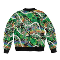 St Patrick's Day Palaka Hawaii Bomber Jacket Kukui Nut Pikake Lei Shamrock Dabbing Leprechaun LT14 - Polynesian Pride