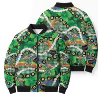 St Patrick's Day Palaka Hawaii Bomber Puffer Jacket Kukui Nut Pikake Lei Shamrock Dabbing Leprechaun LT14 - Polynesian Pride