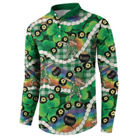 St Patrick's Day Palaka Hawaii Button Sweatshirt Kukui Nut Pikake Lei Shamrock Dabbing Leprechaun LT14 - Polynesian Pride
