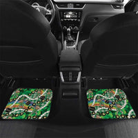 St Patrick's Day Palaka Hawaii Car Mats Kukui Nut Pikake Lei Shamrock Dabbing Leprechaun LT14 Set 2pcs - Back Green - Polynesian Pride