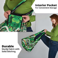 St Patrick's Day Palaka Hawaii Grocery Bag Kukui Nut Pikake Lei Shamrock Dabbing Leprechaun LT14 - Polynesian Pride