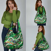 St Patrick's Day Palaka Hawaii Grocery Bag Kukui Nut Pikake Lei Shamrock Dabbing Leprechaun LT14 - Polynesian Pride