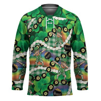 St Patrick's Day Palaka Hawaii Hockey Jersey Kukui Nut Pikake Lei Shamrock Dabbing Leprechaun LT14 Unisex Green - Polynesian Pride