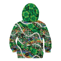 St Patrick's Day Palaka Hawaii Kid Hoodie Kukui Nut Pikake Lei Shamrock Dabbing Leprechaun LT14 - Polynesian Pride