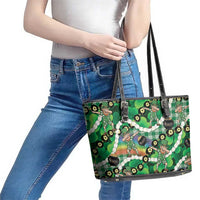 St Patrick's Day Palaka Hawaii Leather Tote Bag Kukui Nut Pikake Lei Shamrock Dabbing Leprechaun LT14 - Polynesian Pride