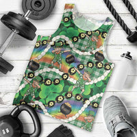 St Patrick's Day Palaka Hawaii Men Tank Top Kukui Nut Pikake Lei Shamrock Dabbing Leprechaun LT14 - Polynesian Pride